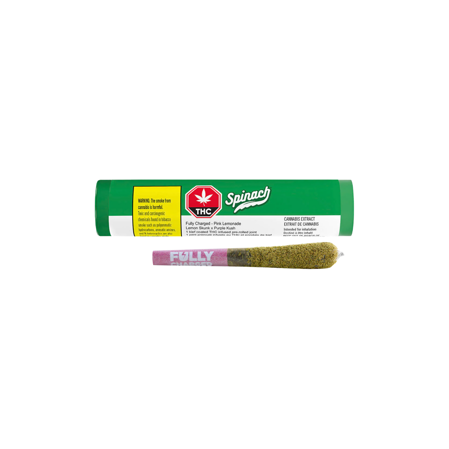 Fully Charged Pink Lemonade Distillate and Kief Coated By Spinach